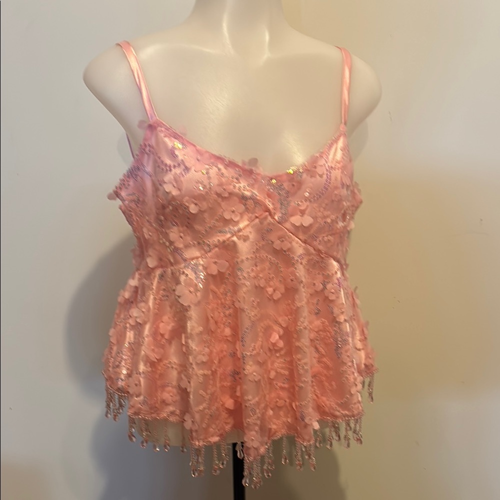 Sugar Thrillz Pink Heartstruck Sequin 
Beaded Top size m